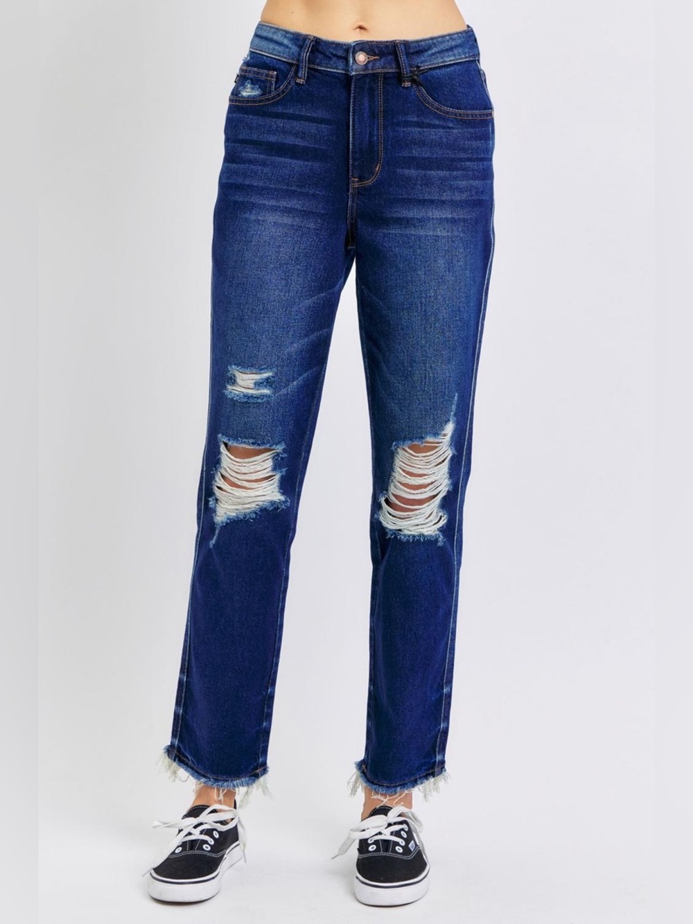 Judy Blue High Waist Rigid Magic Heavy Destroy Straight Leg Jeans Size 26